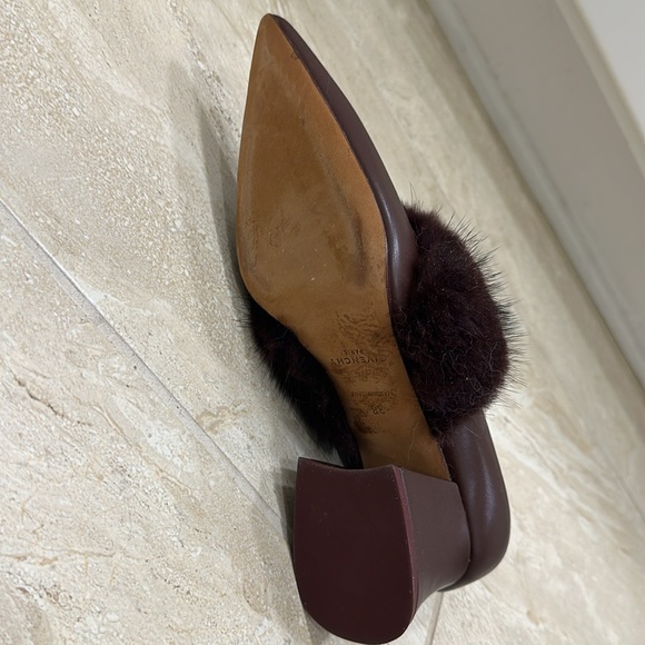 Givenchy Patricia Loafer Pump with Mink-Fur Trim, Burgundy - Picture 3 of 3